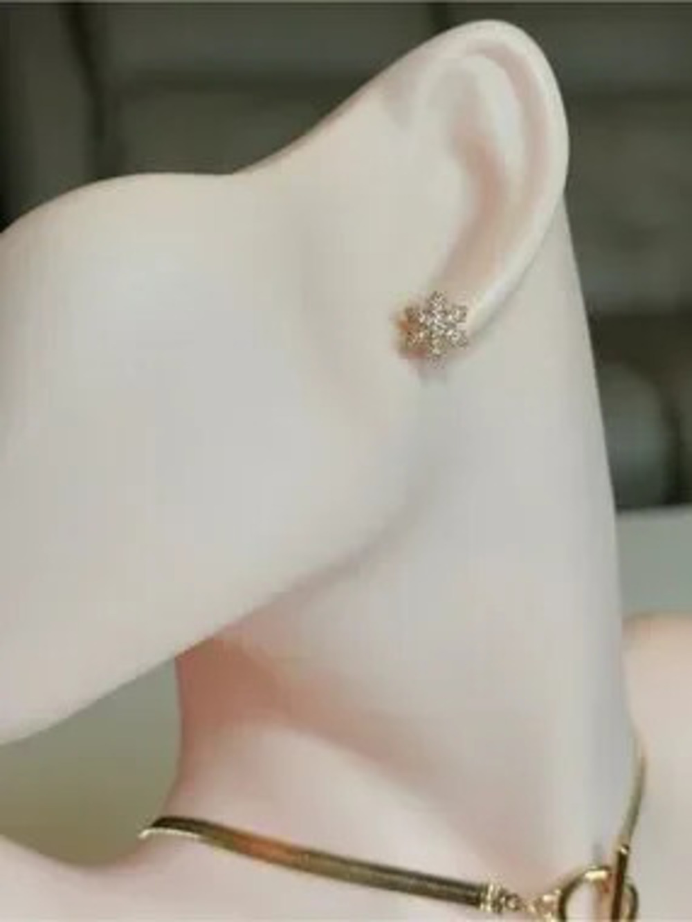 Gold Snowflake CZ Stud Earrings